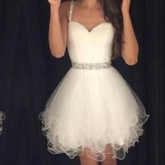 White Homecoming Dresses Prom Dress pst0852