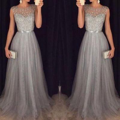 Fashion Prom Dresses Beaded Top With Tulle Skirt pst0975
