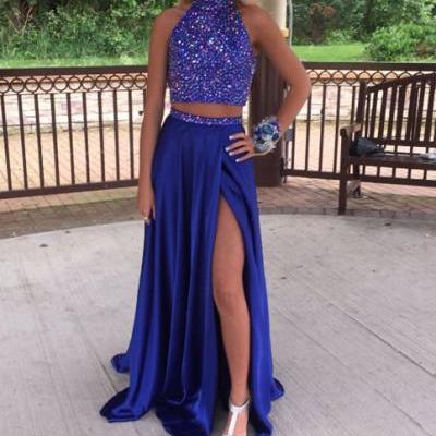 Fashion Royal Blue Two Pieces Prom Dresses Prom Dress Cocktail Evening Gown For Wedding Party