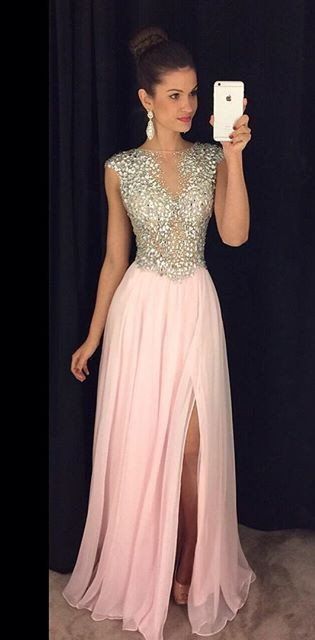 Pink Sheer Prom Dresses
