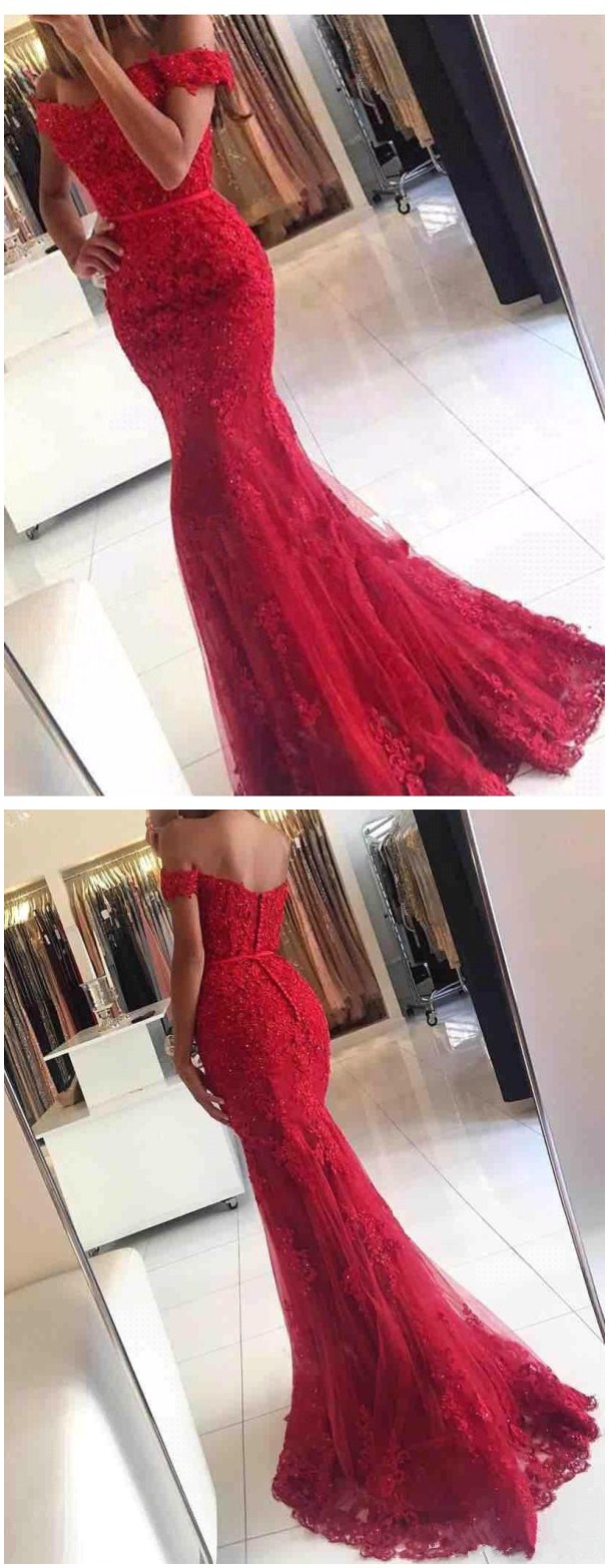 Off The Shoulder Lace Prom Dresses, Formal Dresses, Graduation Party ...