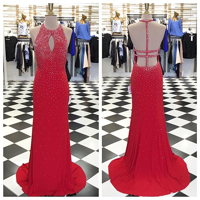 Red Halter Prom Dresses, Formal Dresses, Graduation Party Dresses, Banquet Gown on Luulla