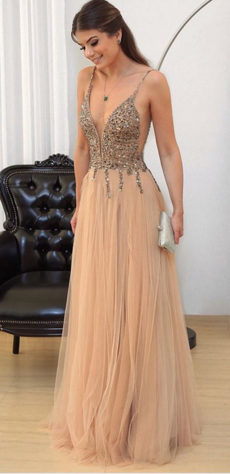 Sexy Prom Dress Deep V Neckline 