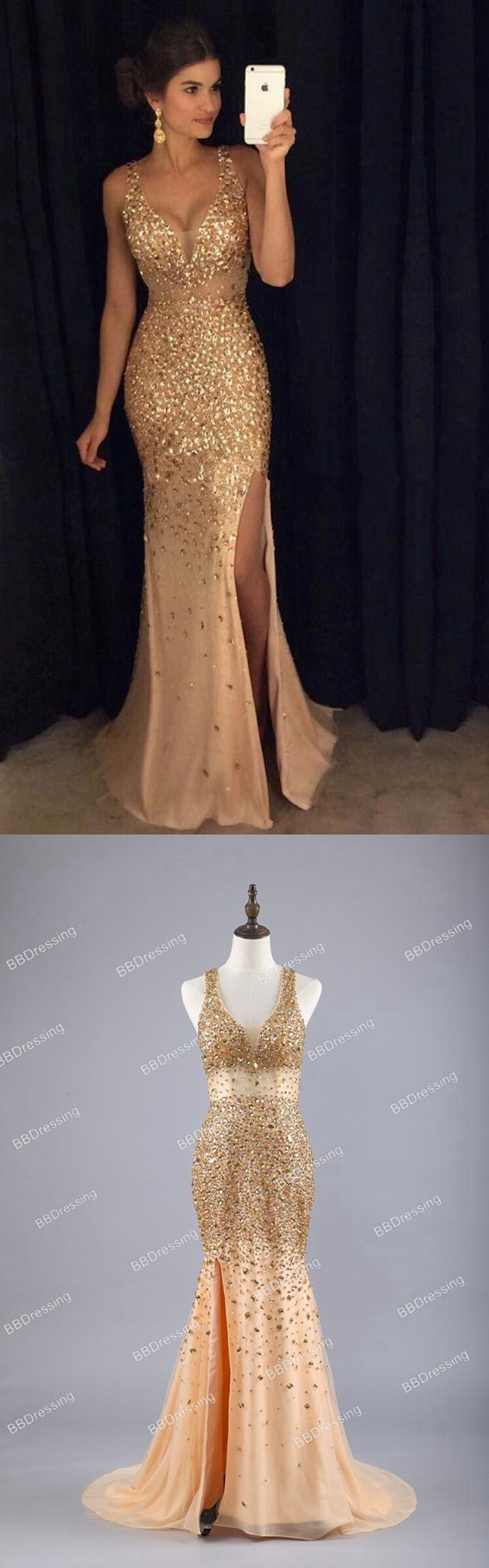 golden dress prom
