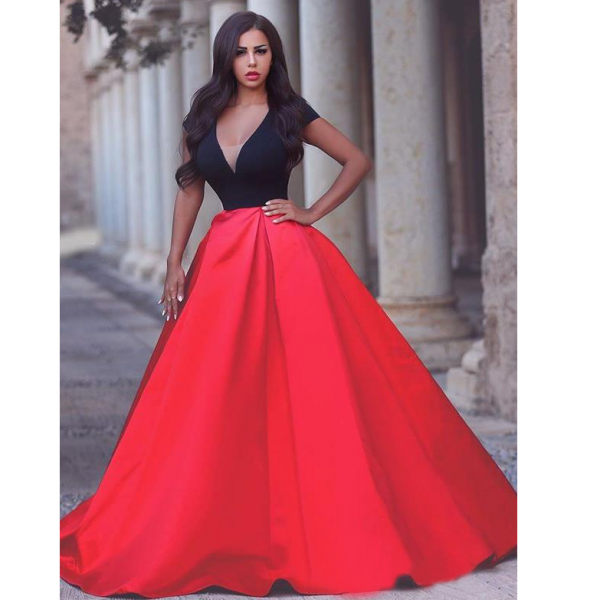 black red ball gown