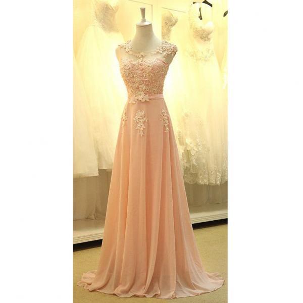 Long Chiffon Prom Dresses Lace Bodice Sleeveless Pst0033 on Luulla