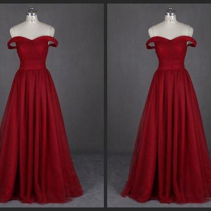 Burgunday Prom Dress Evening Gown Off The Shoulder Straps Pst0763 on Luulla