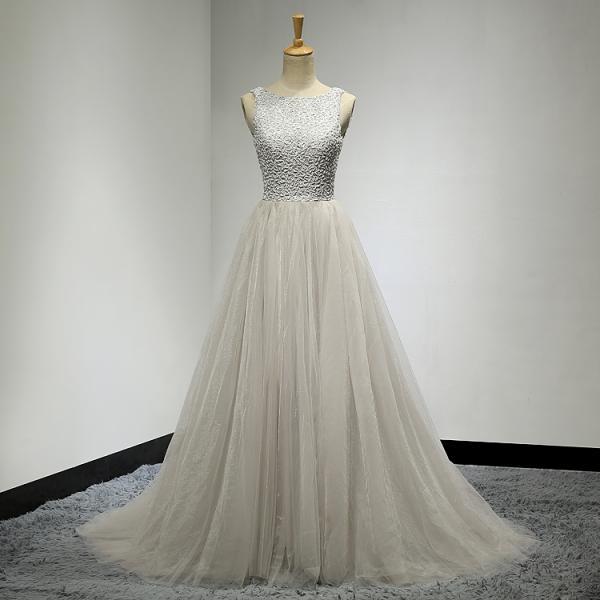 Silver Prom Dresses, Beade..